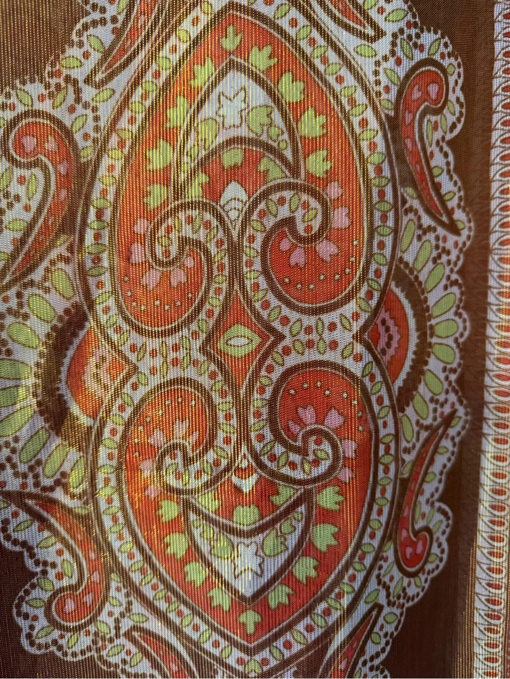 Brown Paisley Print Sheer Scarf
